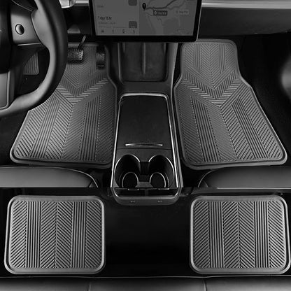 CAR PASS Universal Car Floor Mats & Cargo Liner Full Set, Waterproof Anti-Slip Rubber Trim to Fit Trunk Mats All Weather Protection Fit Car SUV Sedan Coupe Vehicle Automotive 5 Pieces, S-M Size Gray - Image 5