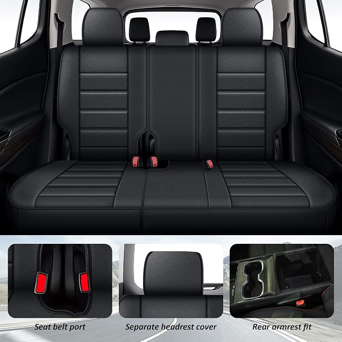 IKABEVEM Car Seat Covers Fit for Mazda CX-9 2016-2024 7 Seater | Custom Full Set,Waterproof Faux Leather,Scratch Resistant,Full Wrap,Easy to Install&Wipe Clean,Black Seat Interior Protector - Image 5