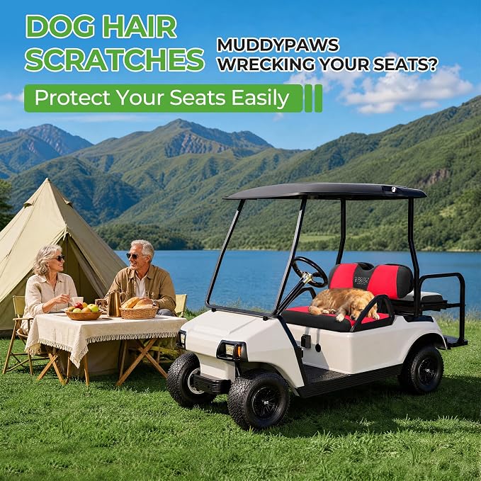 10L0L Golf Cart Seat Covers for Yamaha EZGO Club Car Seat Towel Cushion | Breathable Mesh All-Season Front/Rear Seat Blanket, UV Resistant, Cool Comfort, Machine Washable, Easy On, Great Golf Gift - Image 7