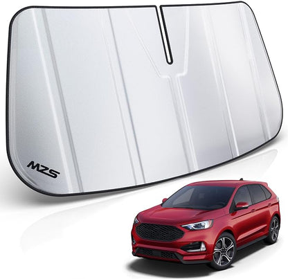 MZS Windshield Sun Shade Compatible with Edge 2015-2024 | 6-Layer Heat Insulation, 99% UV Blocking, Keeps Interior Cool, Full Coverage Visor, Foldable Car Window Sunshade, Storage Bag by MZS