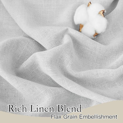 RYB HOME Privacy Sheer Valances for Windows, Semi-Sheer Curtains for Kitchen Small Window Drapes, Dual Rod Pocket & Linen Textured Design, Dove Grey, W 52 in by L 36 in Each Panel, Set of 2 - Image 2