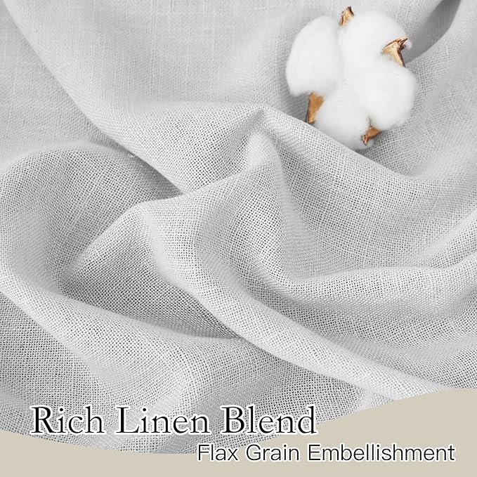 RYB HOME Semi Sheer Curtains 102 inches Long for Living Room | Vertical Soft, Machine Washable, Light Filtering Drapes, Dove Grey, Rod Pocket, W52 x L102, 2 Panels - Image 2