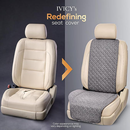 Faux Linen Front Car Seat Cover, Seat Protector, 1 Unit, Cool Gray | Non-Slip Bucket Sear Cover for Most Cars, SUVs, Vans & Trucks – Machine Washable, Side-Airbag Friendly - Image 6