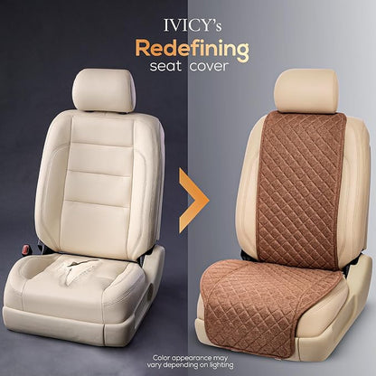 Faux Linen Front Car Seat Cover, Seat Protector, 1 Unit, Light Brown | Non-Slip Bucket Sear Cover for Most Cars, SUVs, Vans & Trucks – Machine Washable, Side-Airbag Friendly - Image 6