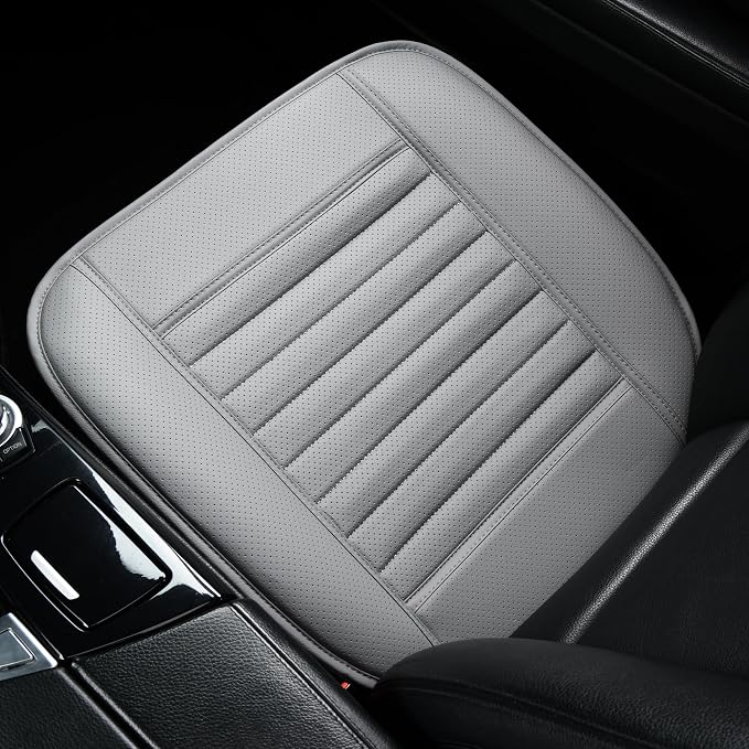 2pc Edge Wrapping Comfortable Car Front Seat Covers, Seat Protectors, Anti-Slip Bottom Seat Cushion Covers for Auto with PU Leather(Gray) - Image 2