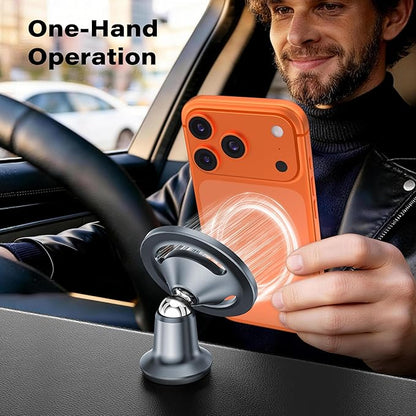 APPS2Car for MagSafe Car Mount, All Metal Magnetic Phone Holder, Gray | One-Piece 360° Rotating Magnet Phone Mount with 3M VHB Adhesive, Compatible with iPhone 17/16/15/14/13/12 & MagSafe Cases - Image 6