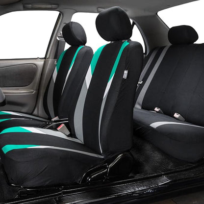 FH Group Premium Modernistic Flat Cloth Car Seat Covers – Universal Fit, Washable Seat Covers for SUV Sedan Van, Mint, Full Set - Image 2