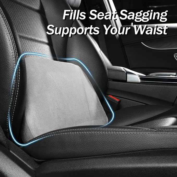 Lumbar Support Pillow,Back Pain Relief Cushion,fits tightly around the waist,Memory Foam,Skin-friendly Suede Fabric,fit Car Drive,Office chair,Rest seat,Improve Posture,Portable,15.5''Lx 8.7''H - Image 2