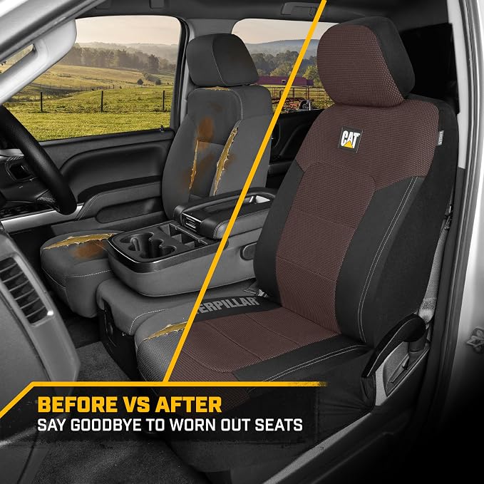 CAT MeshFlex Universal Front Seat Covers for Trucks, Cars, & SUV - Brown | Airbag Compatible Interior Protection for Trucks, Suv, and Cars – (2) Front Seat Protectors Automotive and Truck Accessories - Image 6