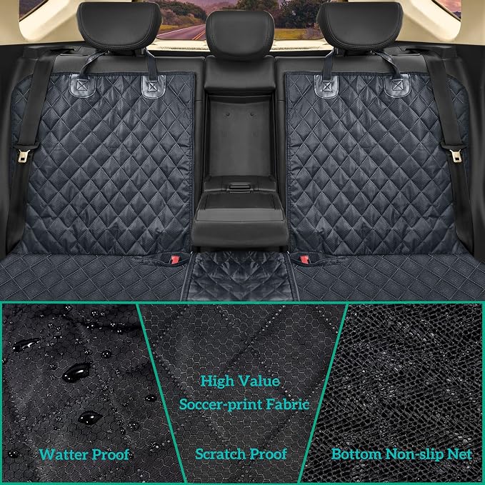 ANOSOSPECIAL Dog Car Seat Cover for Back Seat Cover,Non Stick Fur Rear Seat Protector for Pet,Nonslip Waterproof Durable Universal Fit Interior Backseat Covers for Auto Van SUV (Pack of 2) - Image 3