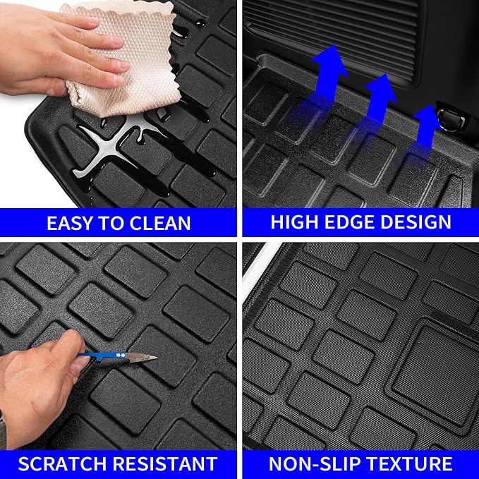 Rongtaod Floor Mats Set for 2020-2025 2026 Ford Explorer 7 Seats | Trunk Mat with Backrest Mat Cargo Mat Cargo Liner TPE All Weather Back Seat Cover Protector 2024 Explorer Accessories - Image 9