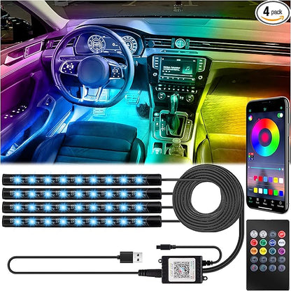 BFXM Car Interior Lights, 48LED Lights Strip with USB Adapter | LED Lights for Car, Car Ambient Lighting, App & Remote Control Music Sync Color Change Lights for Truck Car Decor by BFXM