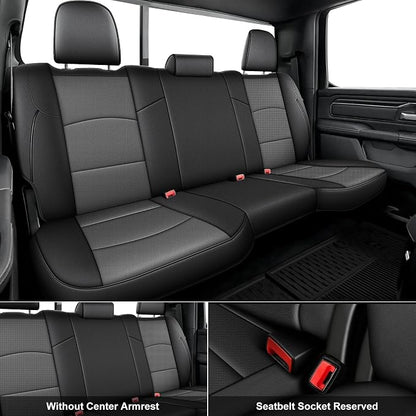 AOMSAZTO Custom Fit Seat Covers for Ram 2500 2019-2026 Full Set Black+Gray | Pickup Truck Seat Covers Waterproof faux leather, breathable comfort, Airbag Compatible, Front covers only fit bucket seats - Image 2