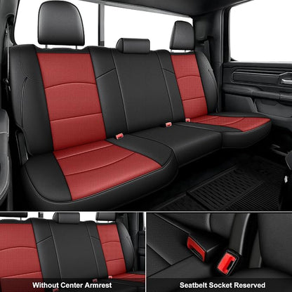 AOMSAZTO Seat Covers for Ram 2500: 2019 2020 2021 2022 2023 2024 2025 2026 Custom Fit Car Seat Covers Truck Full Set (Black+Red) - Image 2