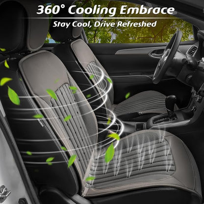 2026 Upgraded Cooling Car Seat Cover Front Seat, 12V-24V Ventilated Cooling Car Seat Cushion, Cooled Seat Cover for Car SUV Truck Universal Fit, Stone Grey - Image 5