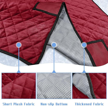 YOKYHOM Golf Cart Seat Covers with 4 Front Pockets, Thick Seat Towel Blanket with Non-Slip Backing, Fits EZGO, Club Car, Yamaha and More 2 & 4 Passenger Golf Carts, Red - Image 3