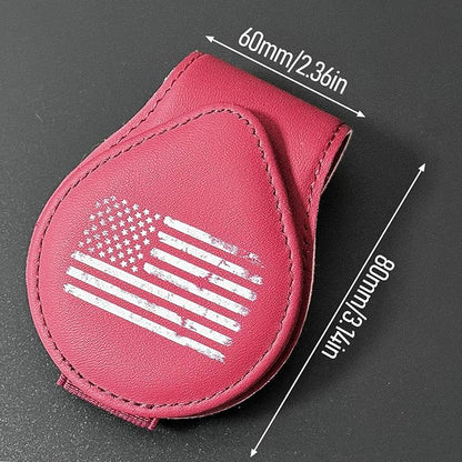 American Flag - Car Sunglass Holder, Magnetic Leather Eyeglass Hanger Mount Clip Holder for Car Visor Accessories (Wine Red) | Magnetic Leather - Image 3