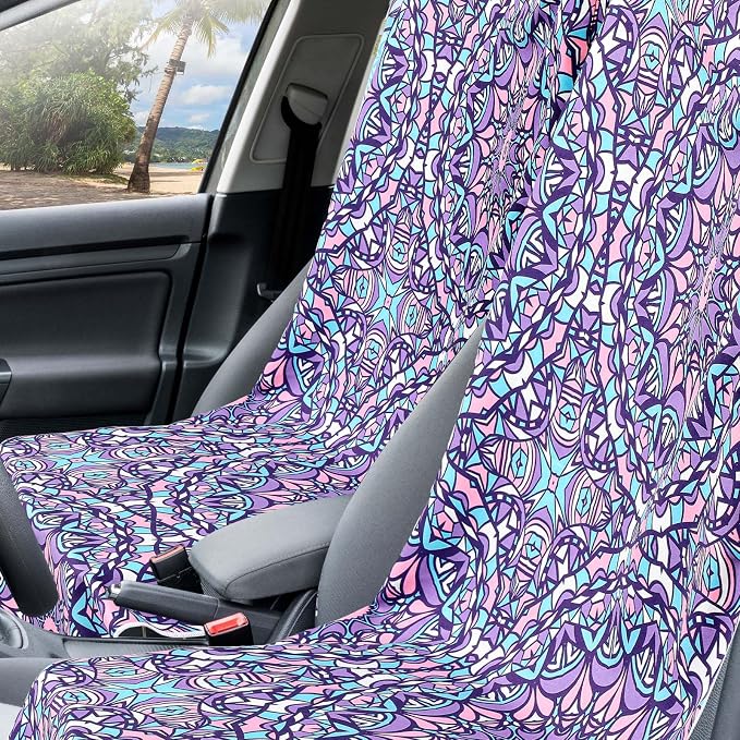 Hahafelt 2 Pack Car Seat Towel Cover with Storage Bag, Retro Kaleidoscope | 63 x 32 in Car Towel Seat Cover Non Slip Waterproof, Gym Workout Swimming Running, Machine Washable Sweat Absorbent Protector - Image 6
