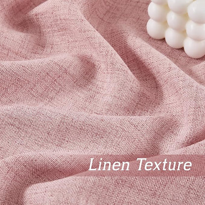 RYB HOME Linen Textured Semi Sheer Curtains 63 inches Long for Living Room | Half Privacy, Light Filtering, Faux Linen Blend, Office Nursery Laundry Dorm Bathroom, Peach Blush, 2 Panels Set - Image 4