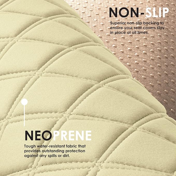 FH Group Car Seat Cushion Neosupreme Automotive Seat Cushions - Universal Fit, Rear Car Seat Cushion, Car Seat Cushions With Non-Slip Silicone Backing for SUV, Sedan, Van Rear Set Beige - Image 6