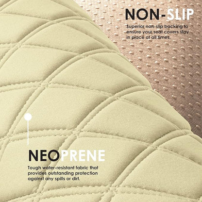 FH Group Car Seat Cushion Neosupreme Automotive Seat Cushions - Universal Fit, Rear Car Seat Cushion, Car Seat Cushions With Non-Slip Silicone Backing for SUV, Sedan, Van Rear Set Beige - Image 6
