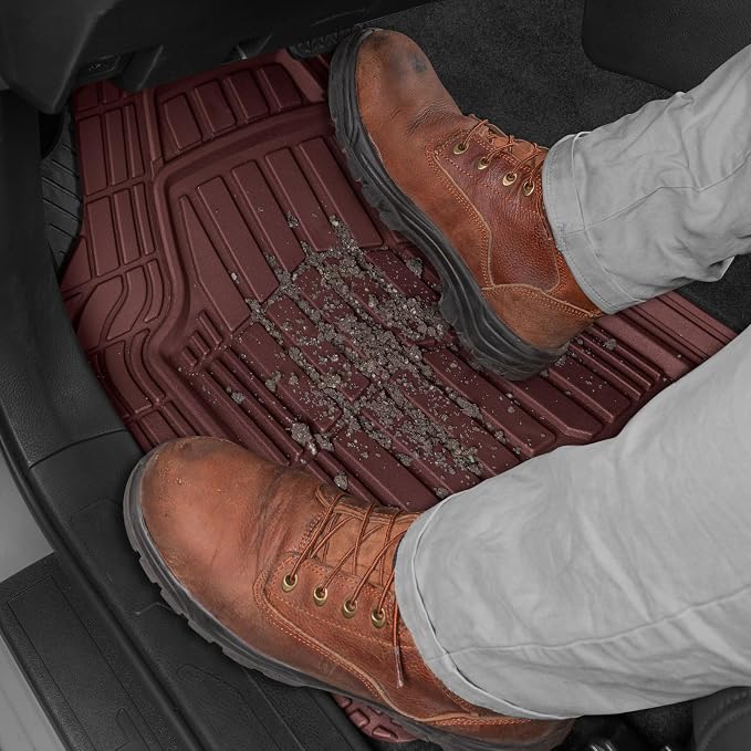 CAT® ToughRide™ Heavy-Duty 4 Piece Burgundy Floor Mats for Cars - Trim to Fit All-Weather Rubber Car Mats Full Set - Truck Mats & Cars Floor Mats - Interior Accessories for SUVs & Car Rug Protection - Image 8