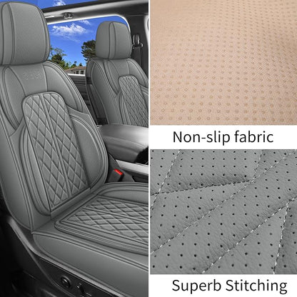 Car Seat Cover Custom Fit for Dodge Ram 1500 2500 3500 2002-2026 Faux Leather Seat Cover Set Compatible with Crew Quad Regular Cab Pickup Truck Cushions (Grey, Front Seat) - Image 4