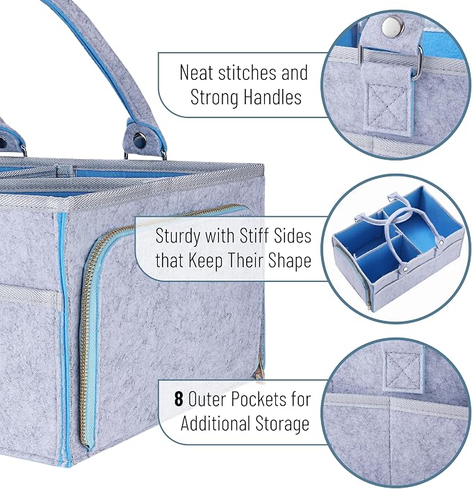 Mr. Pen- Large Baby Diaper Caddy Organizer, 2 Pack, Blue Inside | Nursery Storage Bin and Car Organizer for Diapers and Baby Wipes - Image 3