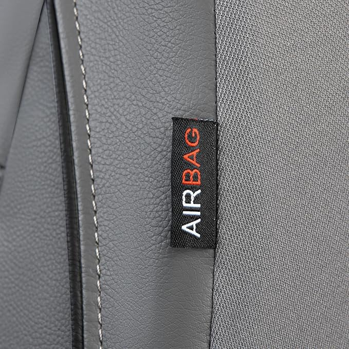 CAR PASS Piping Faux Leather Car Seat Cover Full Set,Grey Breathable Leather Seat Covers for Cars, Airbag Compatible,Universal Fit for SUVs,Van,Sedans,Small Trucks (Full Set, All Gray) - Image 7