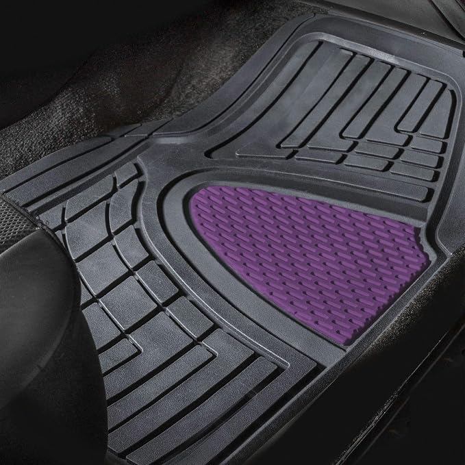 FH Group Premium Liners Tall Channel Trimmable All Weather Rubber Full Set Car Floor Mats (Purple) w. Trimmable All-Season Cargo Liner (Black) - Universal Fit for Cars Trucks and SUVs - Image 3
