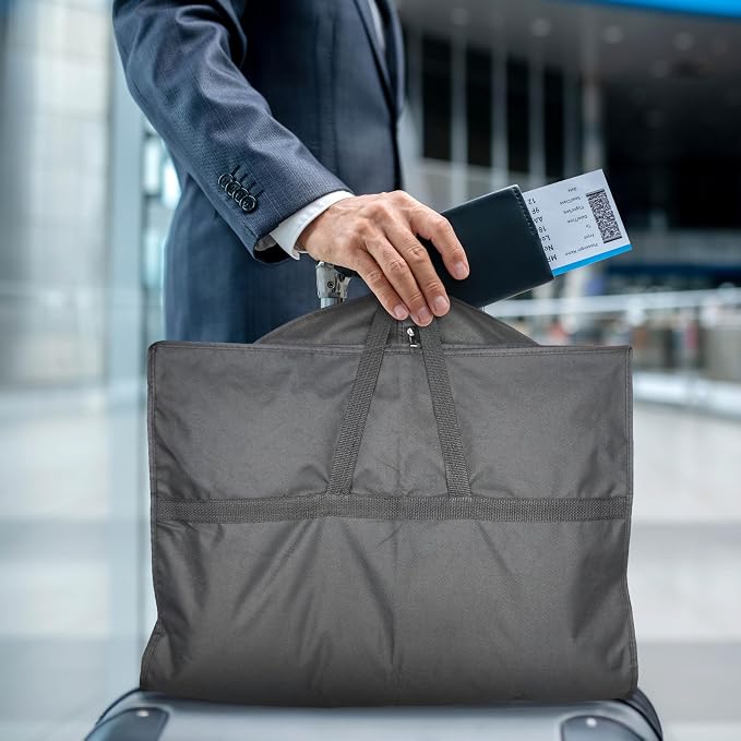 Lazebox 43" Travel Garment Bag with Accessories Zipper Pocket, Heavy Duty Suit Bag for Suits, Tuxedos, Dresses, Coats, Dark Grey, 1 pack - Image 8