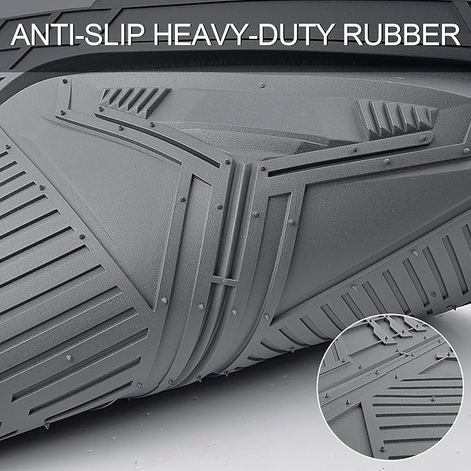 CAR PASS Heavy Duty Rubber Car Mats, Deepdish All Weather Floor Mats for Car Full Set, Universal Automotive Mats Trim to Fit for Sedans SUVs Trucks, Waterproof Anti-Slip Deep Tray 3 Pieces Dark Gray - Image 6