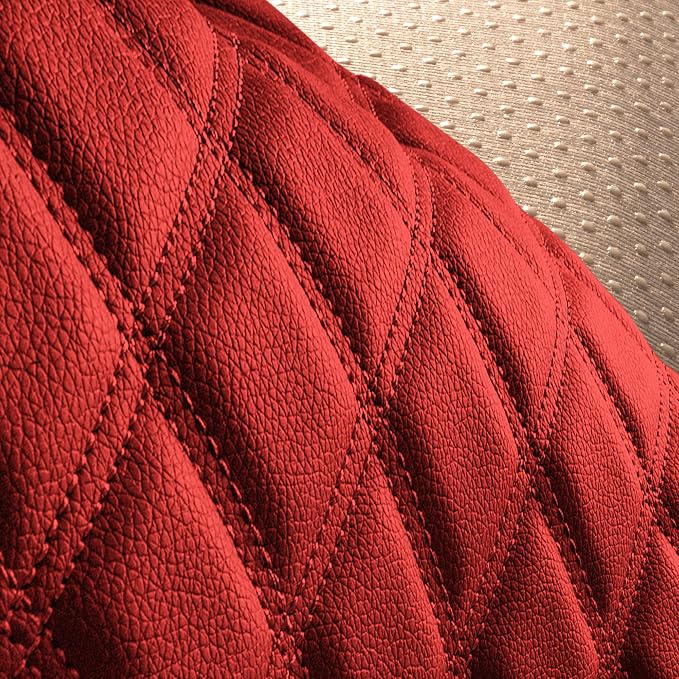 FH Group Car Seat Cushion Rear Set Faux Leather Automotive Seat Cushions - Universal Fit, Rear Car Seat Cushion, Car Seat Cushions With Non-slip Silicone Backing for SUV, Sedan, Van Red - Image 6