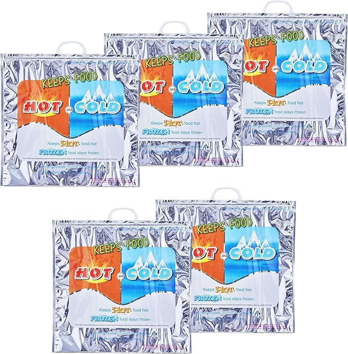Superio Hot and Cold Insulated Bags for Food Delivery, Grocery Shopping Bags, Food Storage for Hot and Frozen Food for Travel, Disposable Cooler Bag, Reinforced Thermal Lunch Bag (5, 20" x 19") by Superio