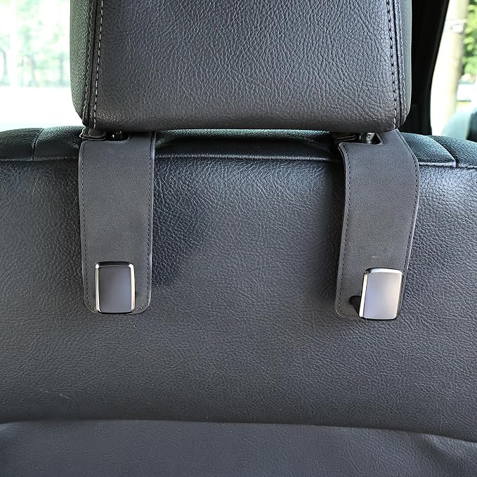 Heavy-Duty Car Headrest Hooks Holds 44lb Suede & Metal Hangers for Bags | Universal Fit for Cars/Suv/Trucks, 2-Pack, Hang Grocery Bag Handbag Purses Coat Water Bottle, Seat Back Organizer，Grey - Image 7