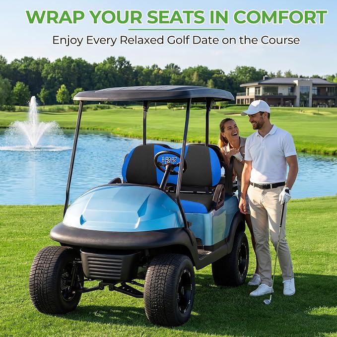 10L0L Golf Cart Seat Covers for Yamaha EZGO Club Car Seat Towel Cushion | Breathable Mesh All-Season Front/Rear Seat Blanket, UV Resistant, Cool Comfort, Machine Washable, Easy On, Great Golf Gift - Image 5