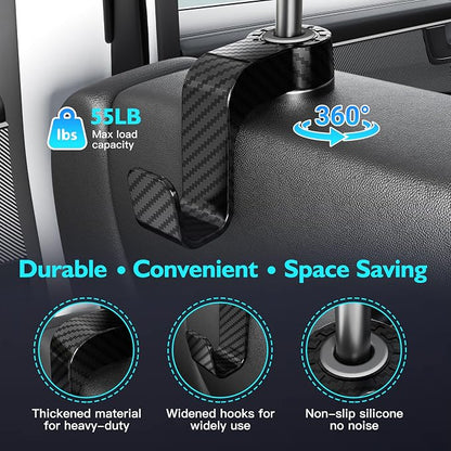 Amooca Car Seat Hooks Anti-drop Headrest Storage Hanger Universal Fit Automotive Organizer for Purse Bag Coat 2 Pack (Black Checkered) - Image 5