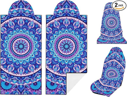 2 Pack Car Seat Towel Covers for Gym, Front Seats, Mandala | Mandala Sweat Protector for Front Seats Premium Thickened with Elastic Strap Breathable & Quick Dry Machine Washable Running by Semtomn