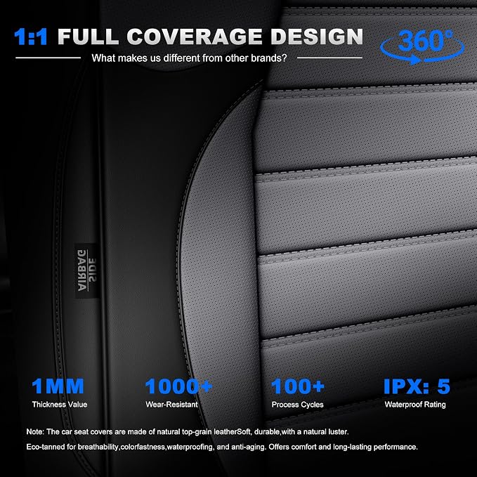 Custom Fit Seat Covers for Honda CRV 2017-2022 Front & Rear Set | Airbag Compatible,Faux Leather,5-Piece Set, Includes Neck Pillows, Armrest Cover, Steering Wheel Cover & Seat Belt Covers - Image 9