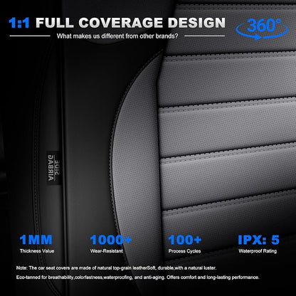 Custom Fit Seat Covers for Honda CRV 2017-2022 Front & Rear Set | Airbag Compatible,Faux Leather,5-Piece Set, Includes Neck Pillows, Armrest Cover, Steering Wheel Cover & Seat Belt Covers - Image 9