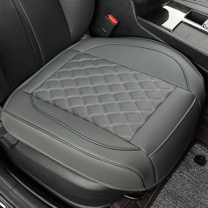 Leather Front Car Seat Cover, Bottom, Grey, 1 Pack | Driver Seat Cushion Cover, Luxury Seat Protector, Waterproof, Full Wrap, For Most Vehicles, Sedan, Truck, SUV by Vankerful