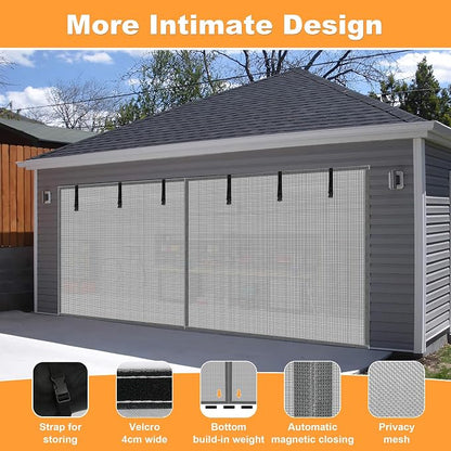 Privacy Garage Door Screen Blackout for 1 Car Garage-9x8FT Privacy Silver Grey Heavy Duty Magnetic Garage Screen, Hands Free, Magnetic Privacy Garage Screen Door - Image 5