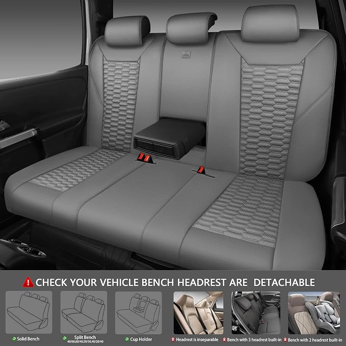 CAR PASS 3D Foam Faux Leather Car Seat Covers Full Set, Grey Breathable PU Leather Seat Covers for Cars, Luxury Universal Fit for SUVs Vans Sedan Truck Automotive, Armrest Airbag Compatible, All Gray - Image 4