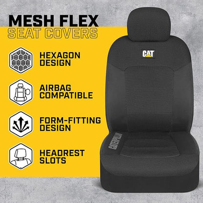 Cat® MeshFlex Automotive Seat Covers for Cars Trucks and SUVs (Set of 2) – Black Car Seat Covers for Front Seats, Truck Seat Protectors with Comfortable Mesh Back, Auto Interior Covers | Airbag Compatible Interior Protection for Trucks, Suv, and Cars –... - Image 3