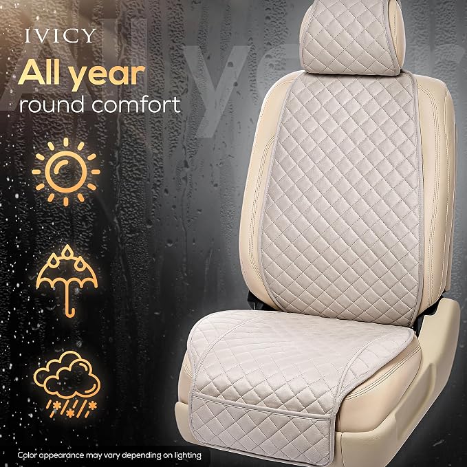 IVICY Faux Suede Front Car Seat Cover, Seat Protector, 1 Unit, Light Gray | Non-Slip Bucket Sear Cover for Most Cars, SUVs, Vans & Trucks – Machine Washable, Side-Airbag Friendly - Image 7