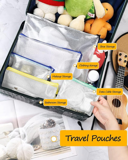 SUNEE Mesh Zipper Pouch 9.2x12.5 in (8 Colors, 48 Packs),Extra Large Water-Resistant Zip Bag for School Office Supplies, Puzzles & Games Organizing Storage - Image 4