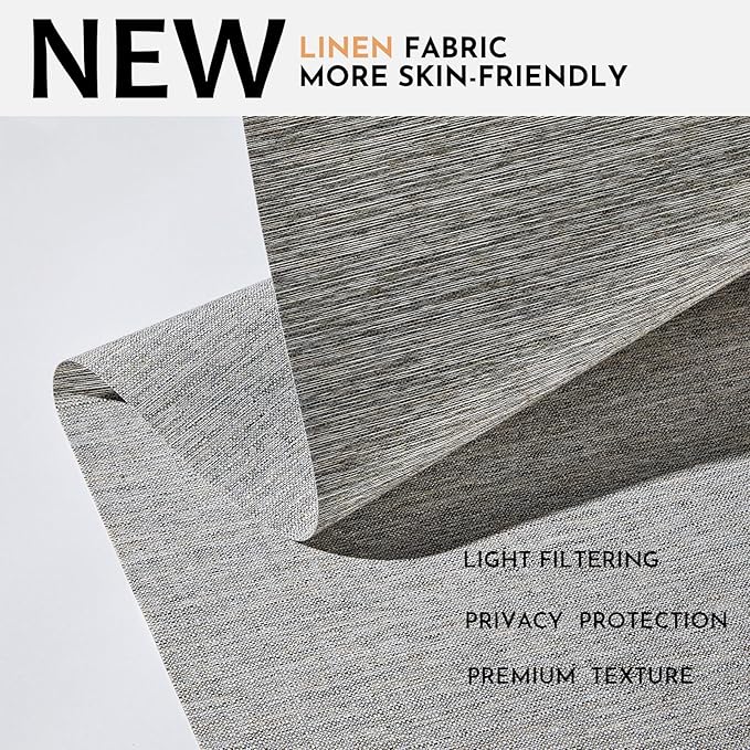 Persilux Light Filtering Roller Shades for Window Blinds,Cordless,Linen Fabric,Thermal Insulated Fabric UV Protection Shades for Home,Office,Bedroom,Door,Light Filtering-Grey,35.5" W X 72" H - Image 2