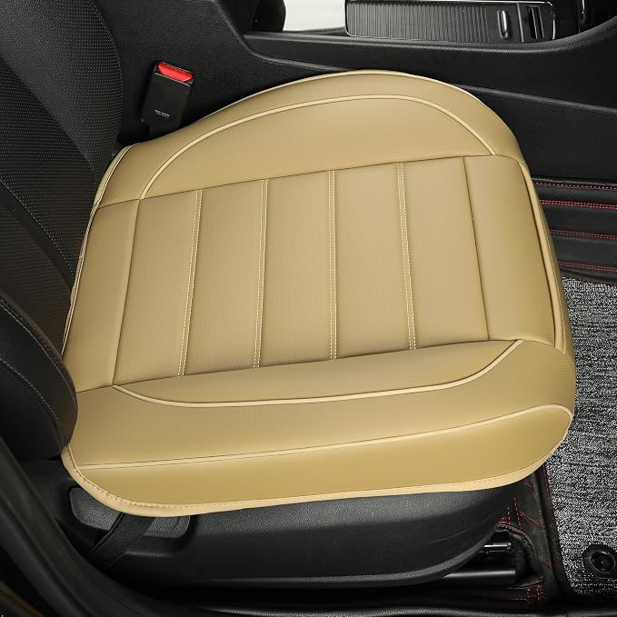 1 Pack Leather Front Car Seat Covers,Bottom Seat Covers for Cars,Driver Car Seat Cover,Luxury Seat Protectors,Waterproof,Full Wrap,for Most Vehicles,Sedan,Truck,SUV(Beige) - Image 5