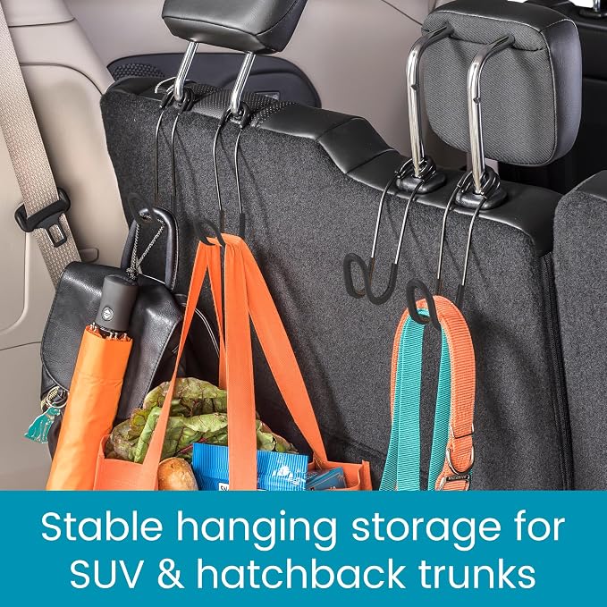 High Road Headrest Hooks for Car - Leather Car Hooks for Purses and Bags | Metal Car Hooks for Headrest with Faux Leather Trim Hold Thick Straps and Multiple Bags - Won't Fall Off Posts - Image 7
