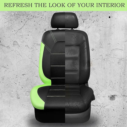 CAR PASS Luminous Green Leather seat Covers Universal Sport car seat Cover, 5mm Composite Sponge Inside, Airbag Compatible fits Most Cars, SUVs,Trucks,Vans (Full Set,Black with Green) - Image 6